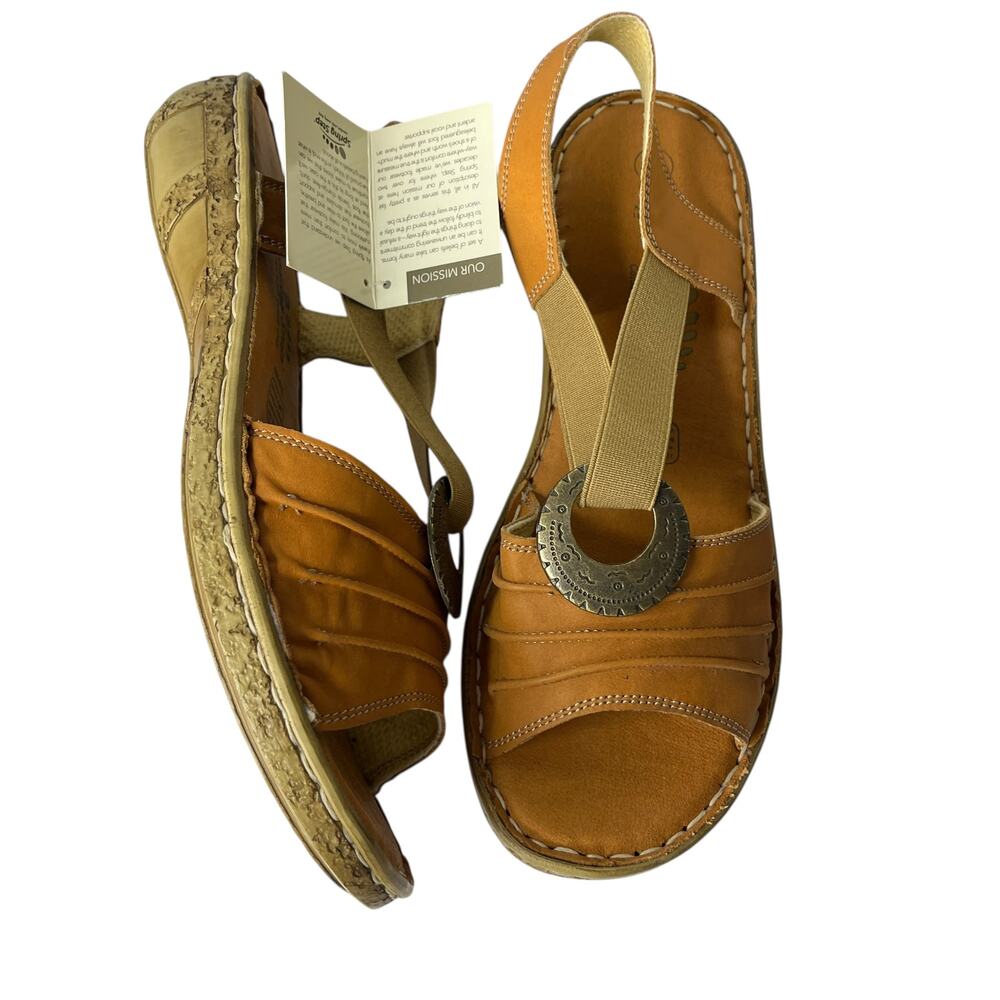 Spring Step Women's Sandals Size 41 9.5 10 Karmel in Camel Leather Wedge Turkey - Picture 2 of 6